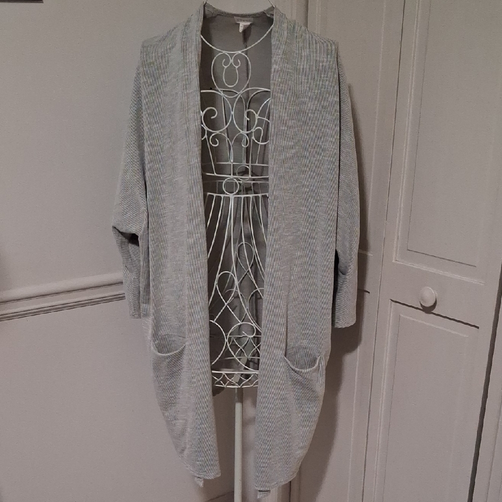 DONNI. Light Gray Open-Front Cardigan